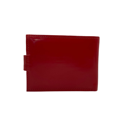 Men's Waterproof Bifold Leather Wallet with ID Window & Card Slots (White & Red Edition) #1887CL [PLAIN]