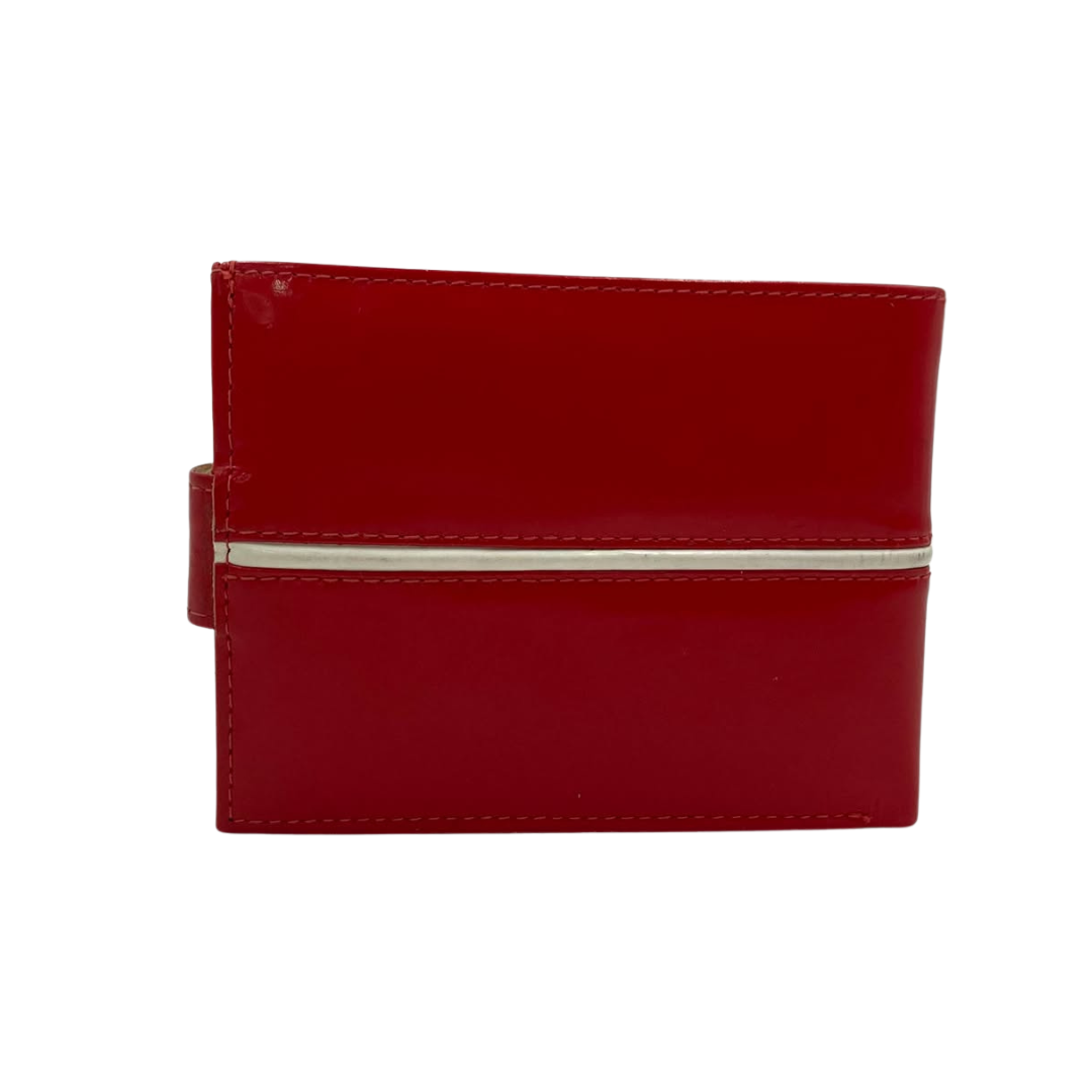 Men's Waterproof Bifold Leather Wallet with ID Window & Card Slots (White & Red Edition) #1887CL [C.L.]