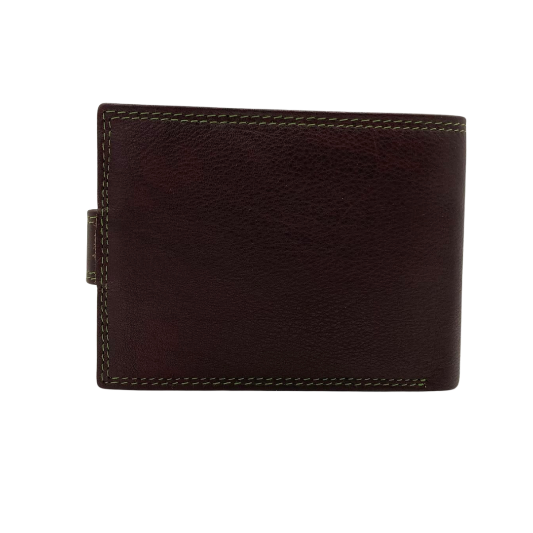 Mens Genuine Leather Mens wallet Leather Lined Bi fold Wallet For Men # 911C