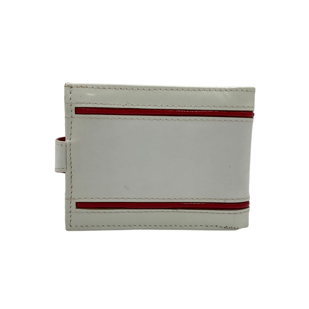 Men's Waterproof Bifold Leather Wallet with ID Window & Card Slots (White & Red Edition) #892AL [D.L.]