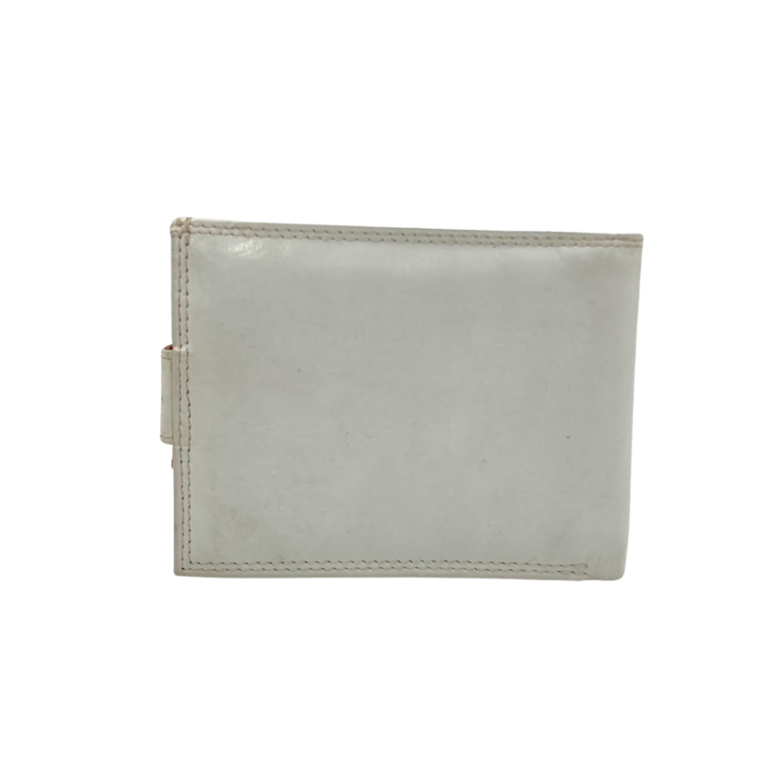 Men's Waterproof Bifold Leather Wallet with ID Window & Card Slots (White & Red Edition) #1887CL [PLAIN]