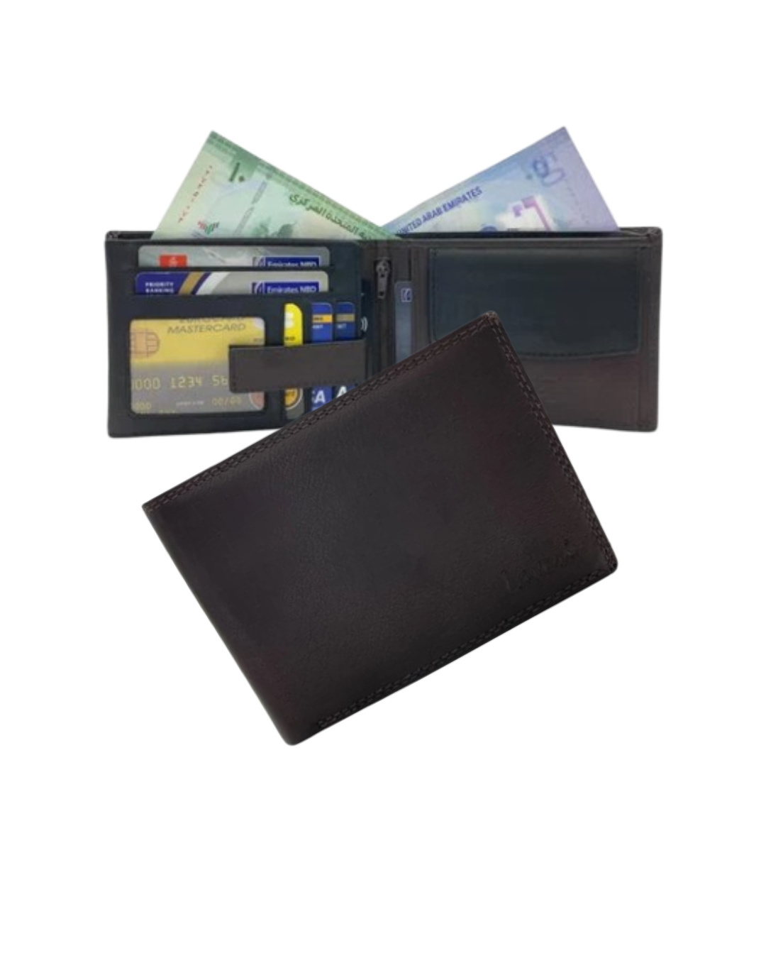Smooth Leather Card & Coin Billfold Wallet # 1644