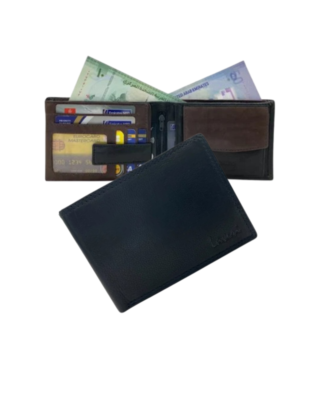Smooth Leather Card & Coin Billfold Wallet # 1644