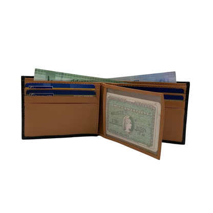 Classic Men's Waterproof Bifold Leather Wallet with Flip ID Window #1728