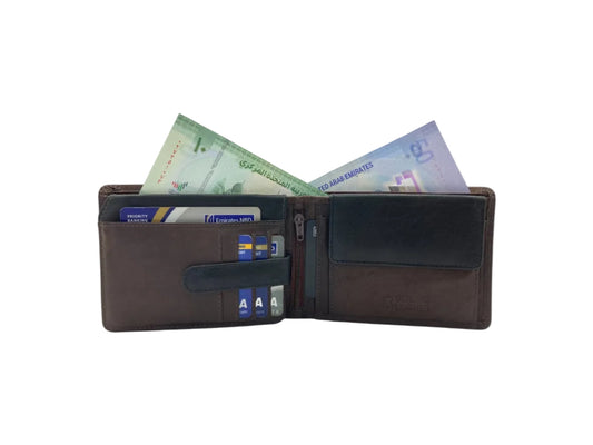 Smooth Leather Card & Coin Billfold Wallet # 1510