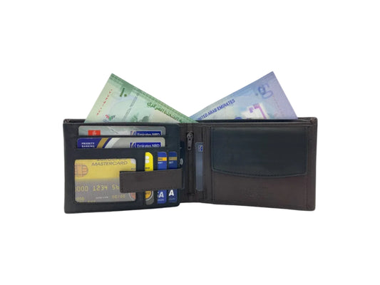 Smooth Leather Card & Coin Billfold Wallet # 1644