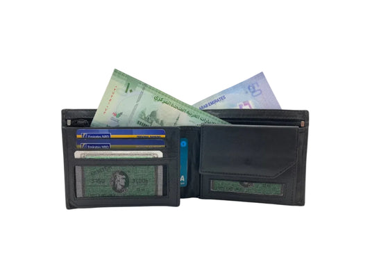 Smooth Leather Card & Coin Billfold Wallet # 1357