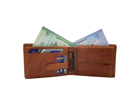 Smooth Leather Card & Coin Billfold Wallet # 1510
