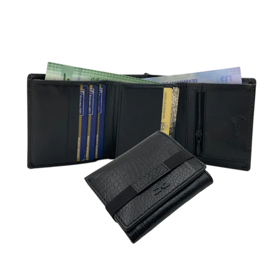 Trifold Wallet RFID Slim 12 Credit Card # 1178 Elastic
