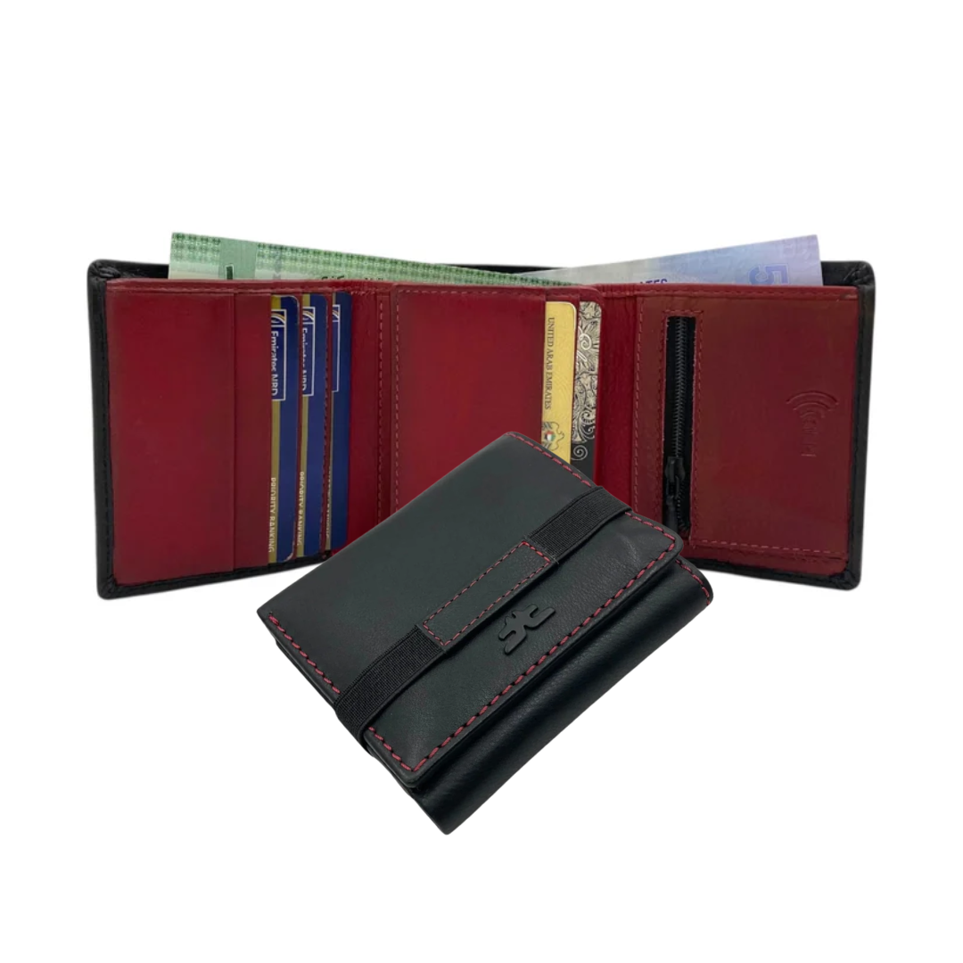 Trifold Wallet RFID Slim 12 Credit Card # 1178 Elastic