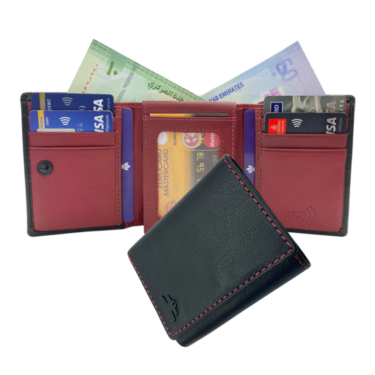 Trifold Wallet RFID Slim 10CC Doble Stitch # 1159 [Button]