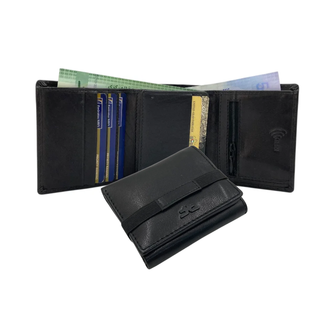 Trifold Wallet RFID Slim 12 Credit Card # 1178 Elastic