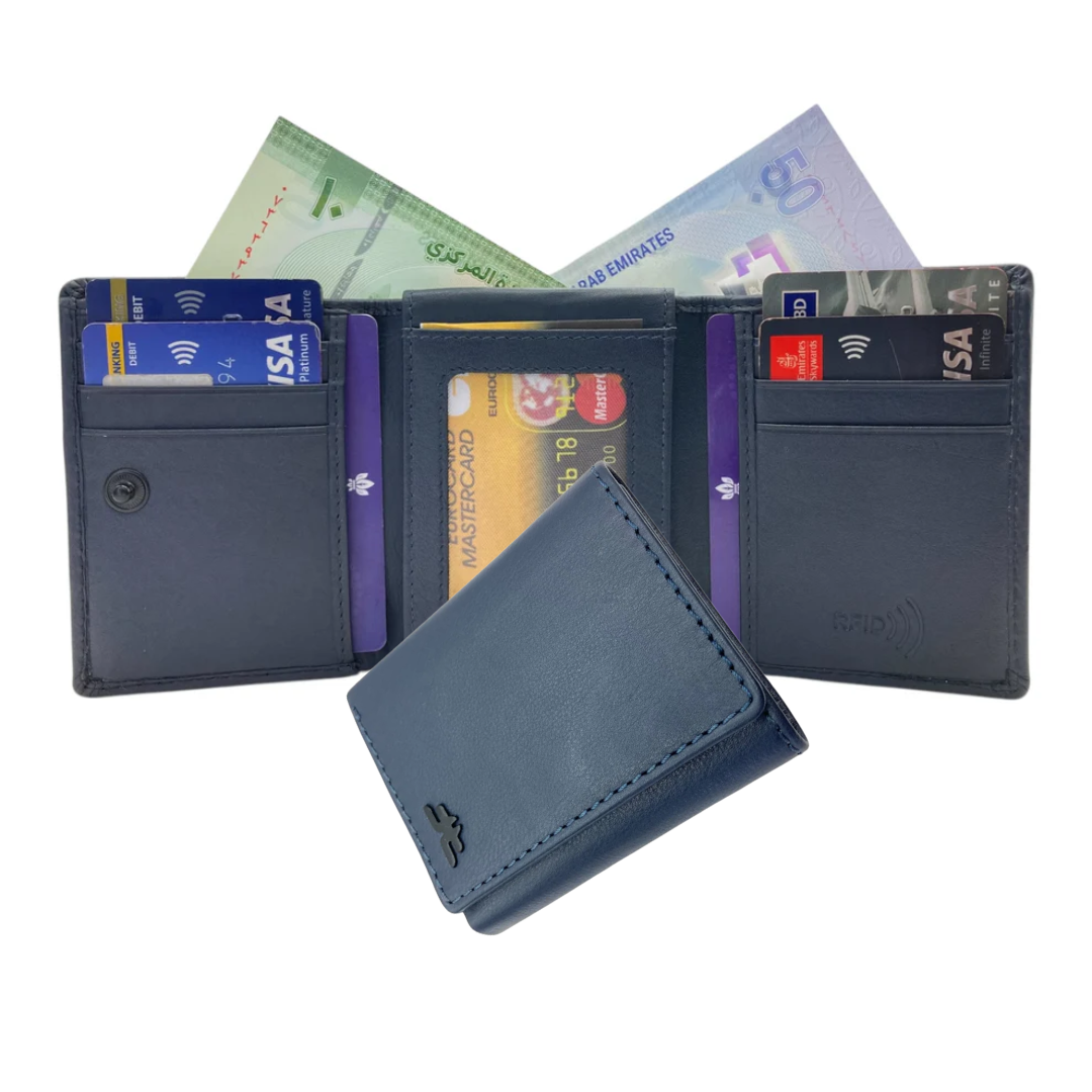 Trifold Wallet RFID Slim 10CC Doble Stitch # 1159 [Button]