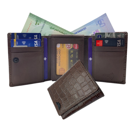 Trifold Wallet RFID Slim 10CC Doble Stitch # 1159 [Button]