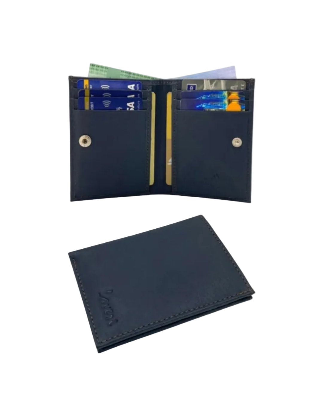 Slim Bifold Inside Button Card & Cash Wallet # RFID 1977BL