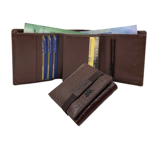 Trifold Wallet RFID Slim 12 Credit Card # 1178 Elastic