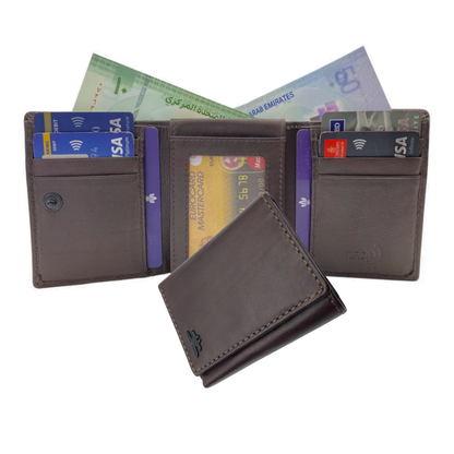 Trifold Wallet RFID Slim 10CC Doble Stitch # 1159 [Button]