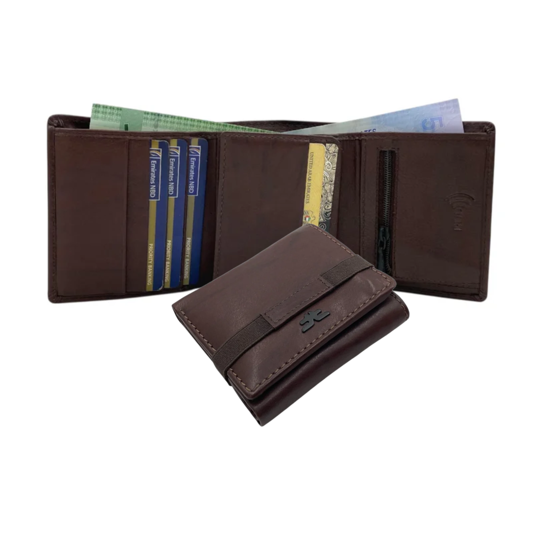 Trifold Wallet RFID Slim 12 Credit Card # 1178 Elastic