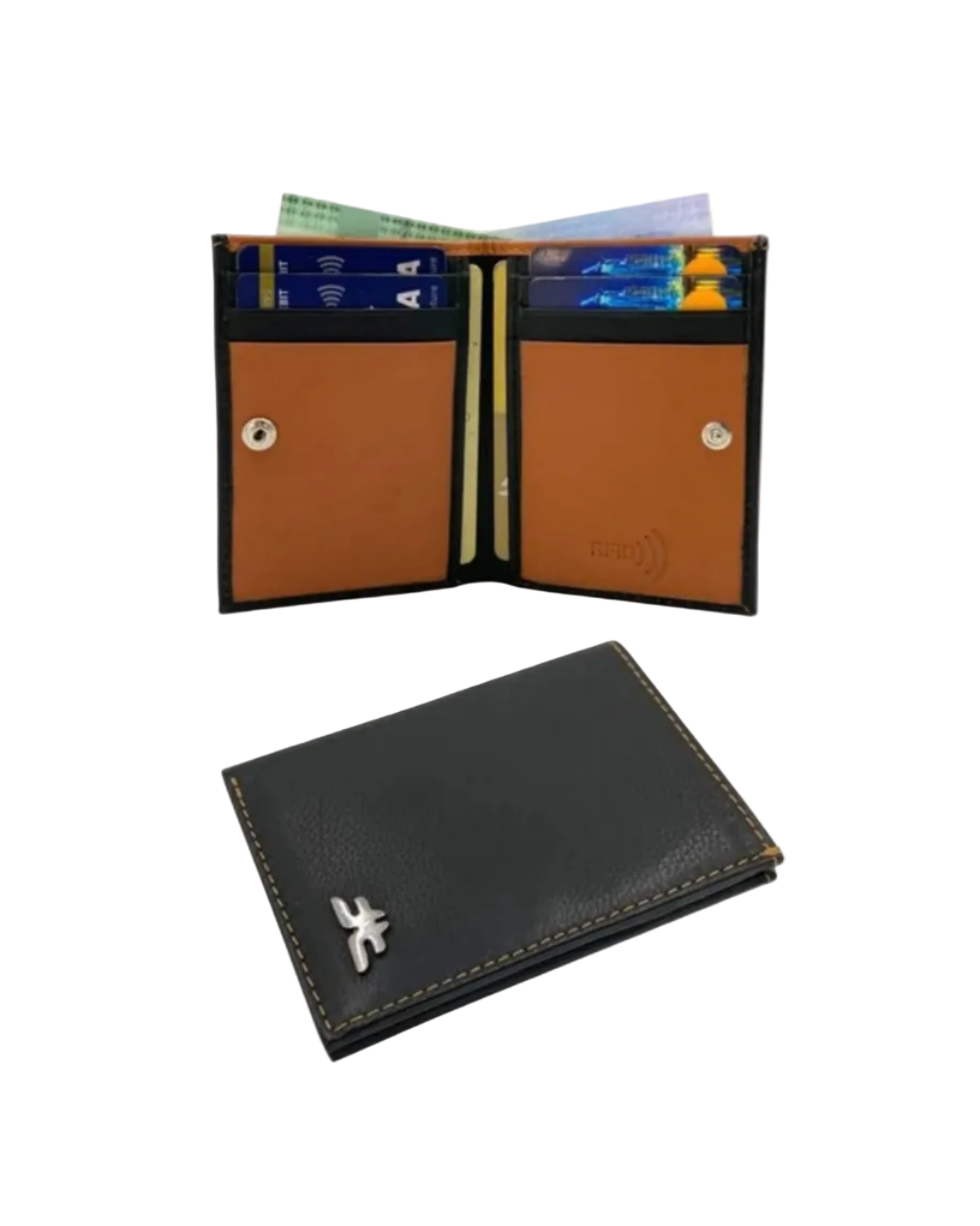 Slim Bifold Inside Button Card & Cash Wallet # RFID 1977L