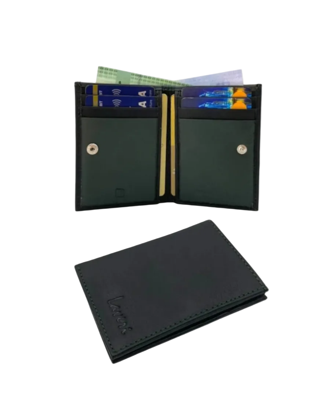 Slim Bifold Inside Button Card & Cash Wallet # RFID 1977L