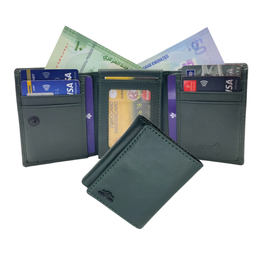 Trifold Wallet RFID Slim 10CC Doble Stitch # 1159 [Button]
