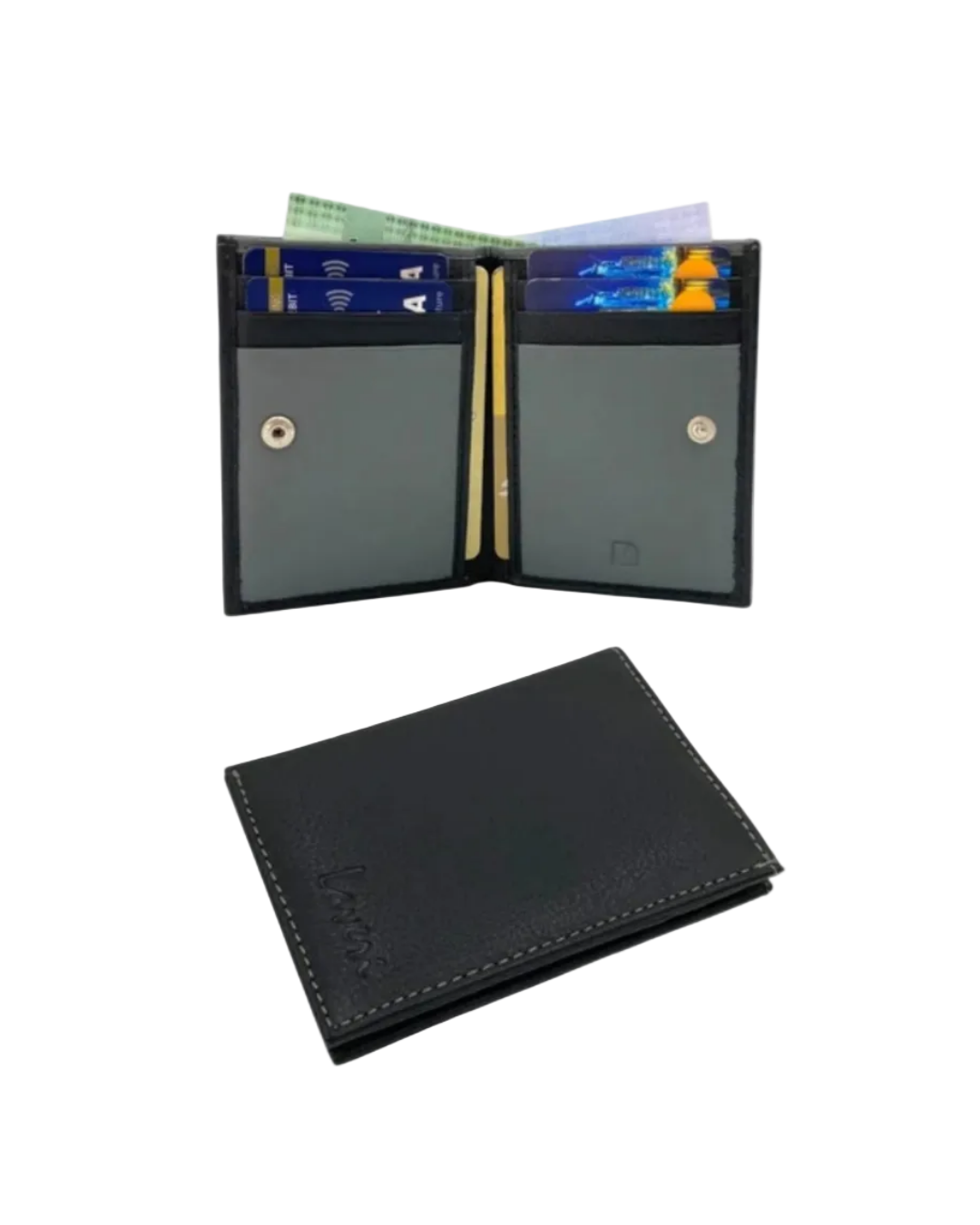 Slim Bifold Inside Button Card & Cash Wallet # RFID 1977L