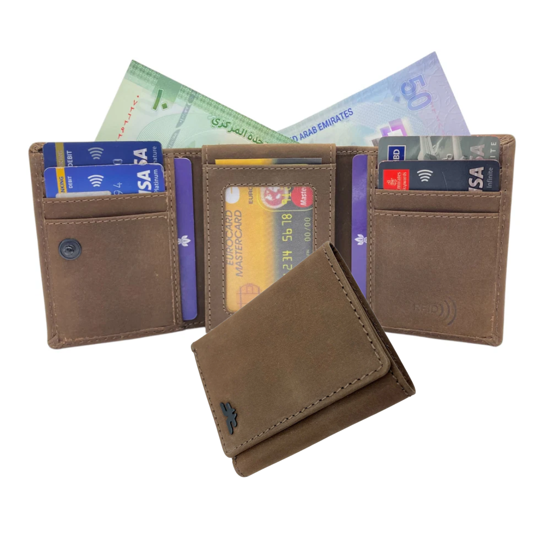 Trifold Wallet RFID Slim 10CC Doble Stitch # 1159 [Button]