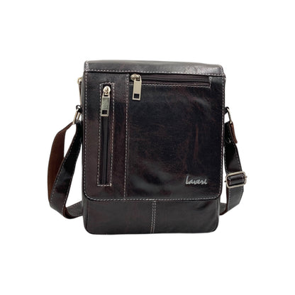 Men's Faux Leather Sling Bag – Crossbody Travel Bag with Multiple Compartments /Messenger Bag # ASST