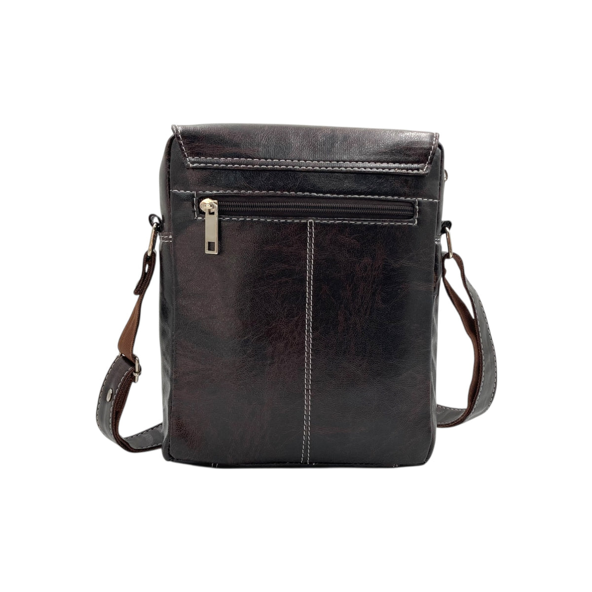 Men's Faux Leather Sling Bag – Crossbody Travel Bag with Multiple Compartments /Messenger Bag # ASST
