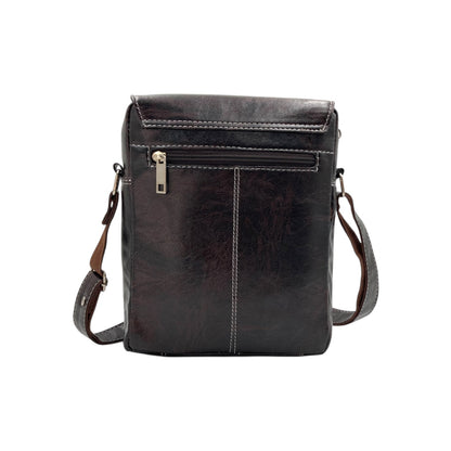Men's Faux Leather Sling Bag – Crossbody Travel Bag with Multiple Compartments /Messenger Bag # ASST