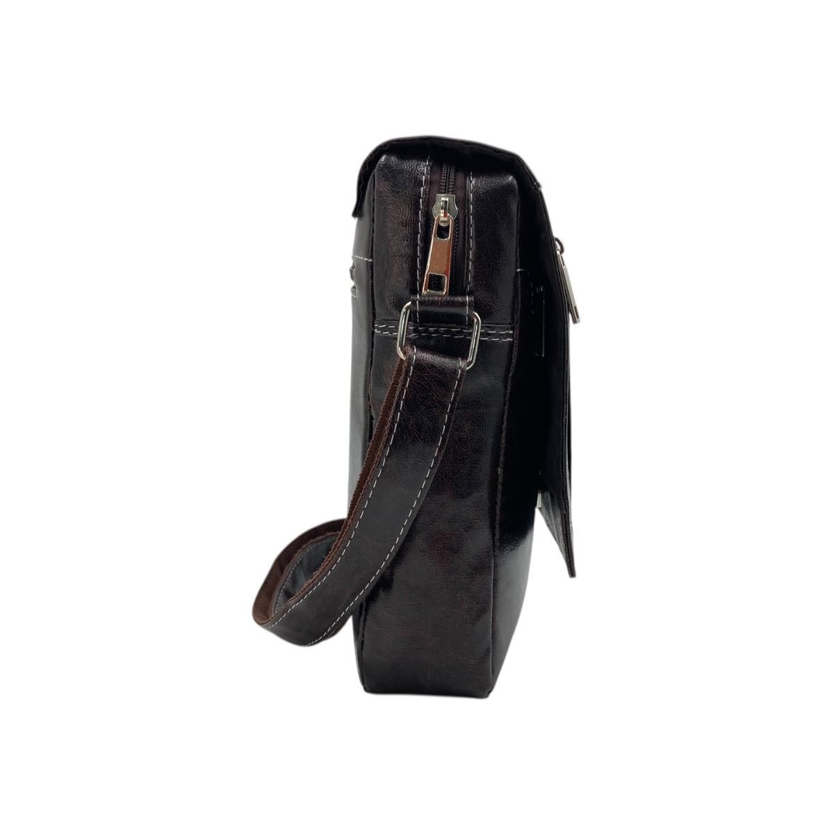 Men's Faux Leather Sling Bag – Crossbody Travel Bag with Multiple Compartments /Messenger Bag # ASST