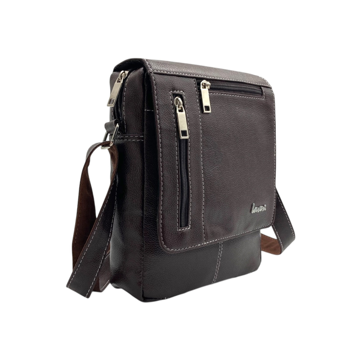Men's Faux Leather Sling Bag – Crossbody Travel Bag with Multiple Compartments /Messenger Bag # ASST