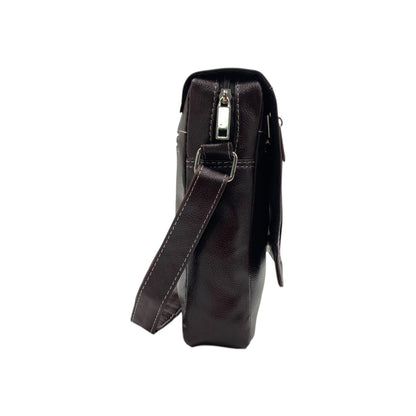 Men's Faux Leather Sling Bag – Crossbody Travel Bag with Multiple Compartments /Messenger Bag # ASST