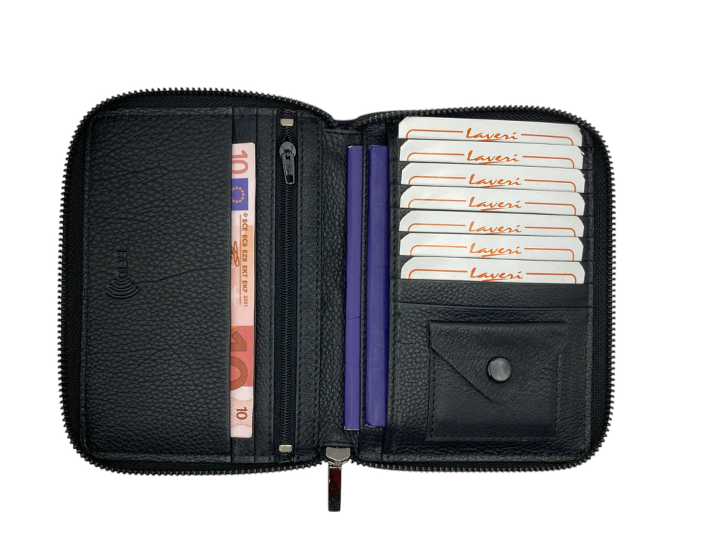 Duplex Zip Passport Wallet in Genuine Leather #1158Z