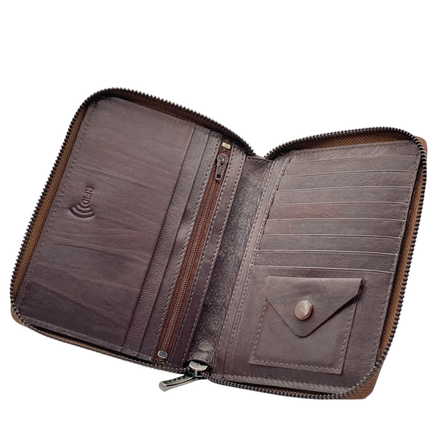 Duplex Zip Passport Wallet in Genuine Leather #1158Z