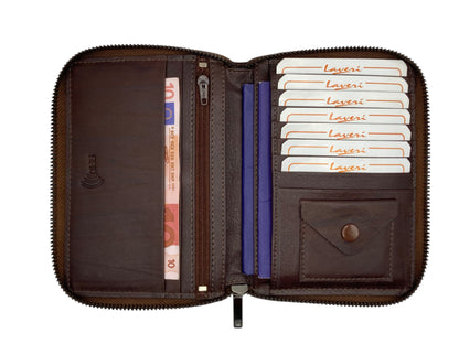 Duplex Zip Passport Wallet in Genuine Leather #1158Z