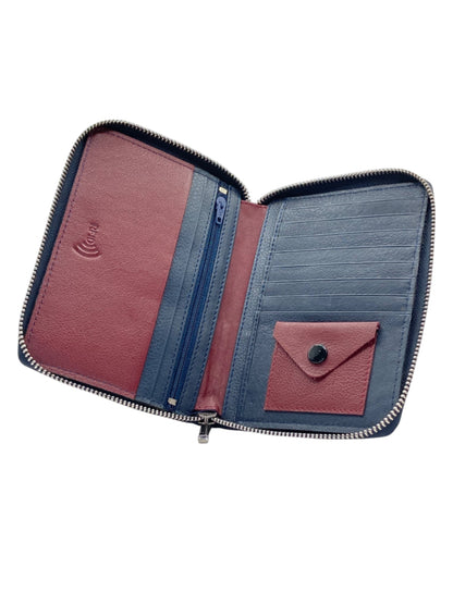 Duplex Zip Passport Wallet in Genuine Leather #1158Z