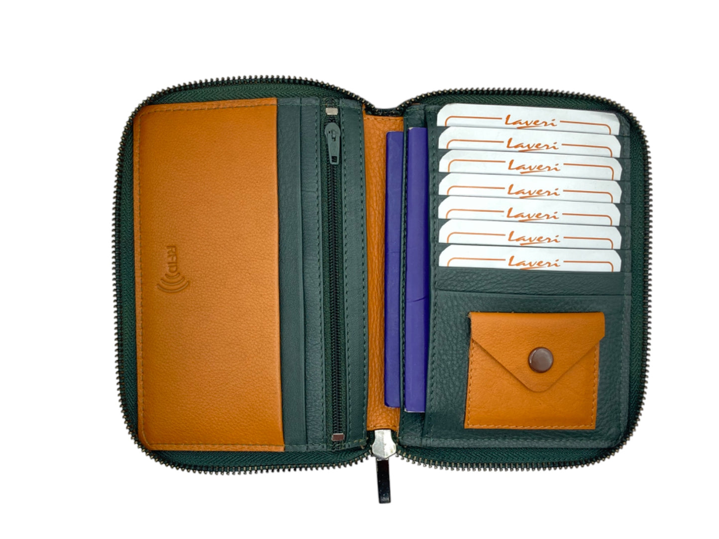 Duplex Zip Passport Wallet in Genuine Leather #1158Z