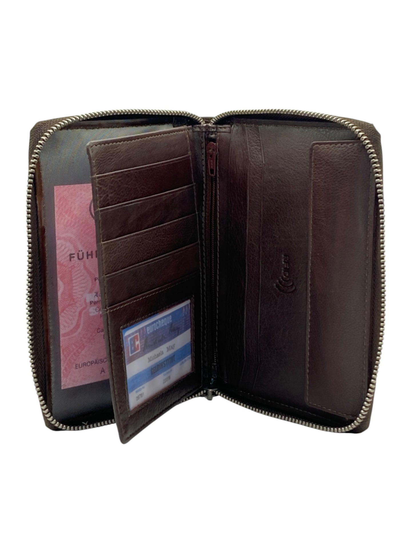 Marvel Luxury Passport Wallet Full Zip in Genuine Leather #1794Z