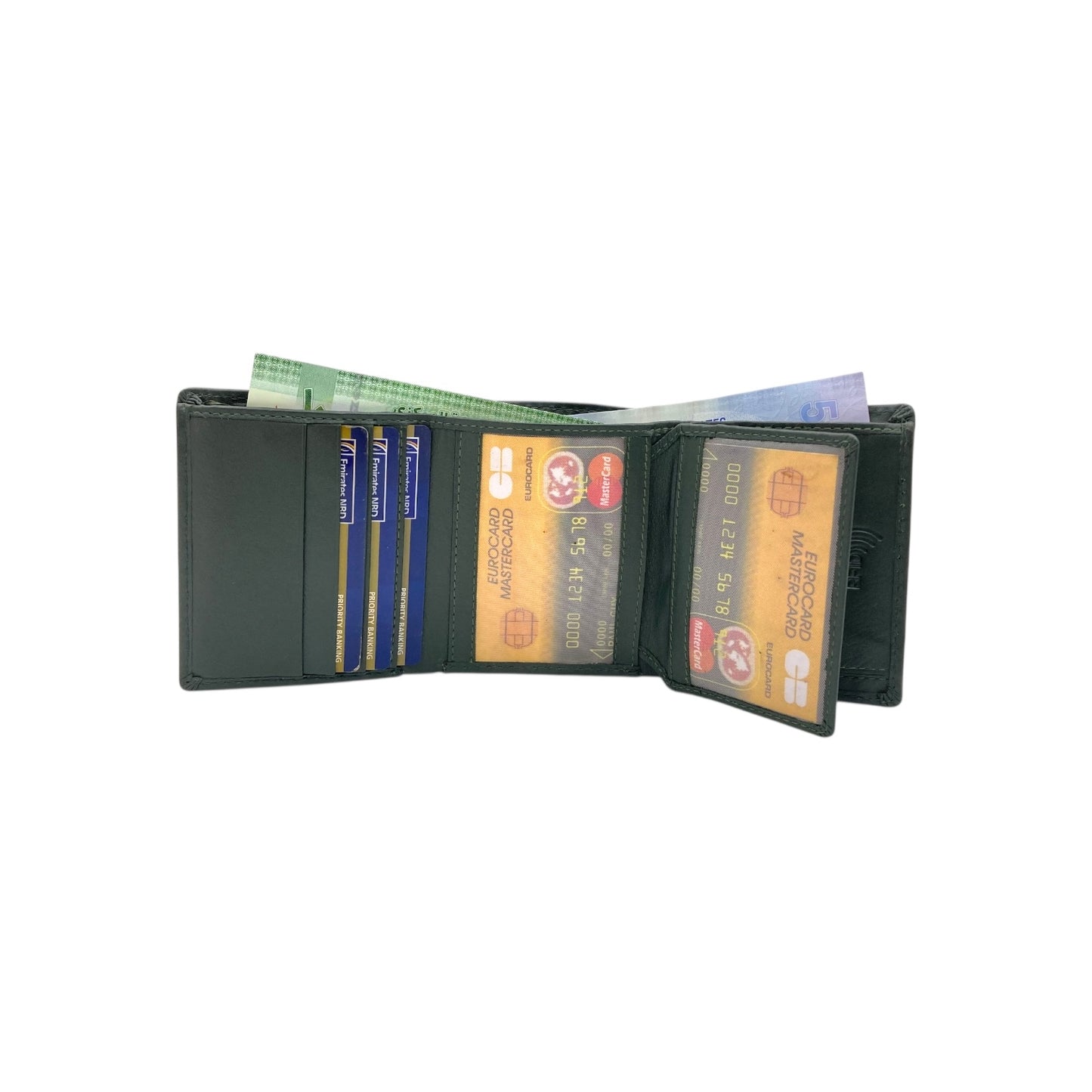 Trifold Wallet RFID Slim 12 Credit Card # 1178 Elastic