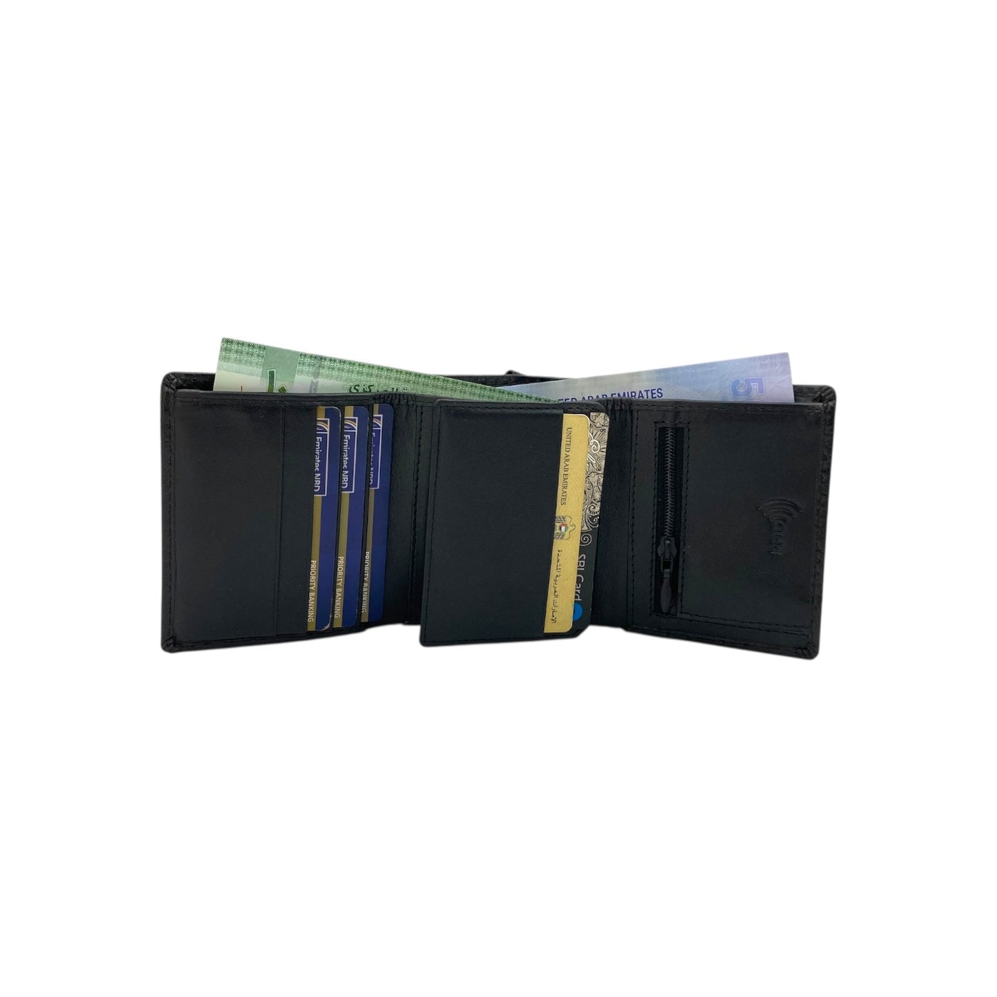 Trifold Wallet RFID Slim 12 Credit Card # 1178 Elastic