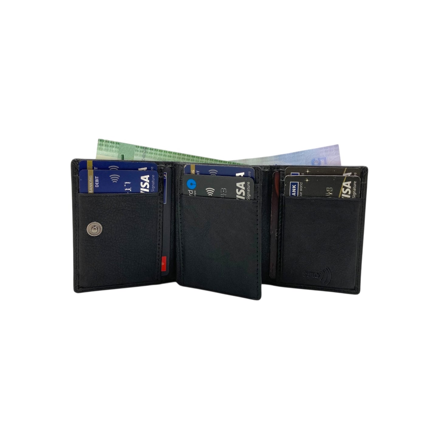 Trifold Wallet RFID Slim 10CC Double Stitch # 1539N