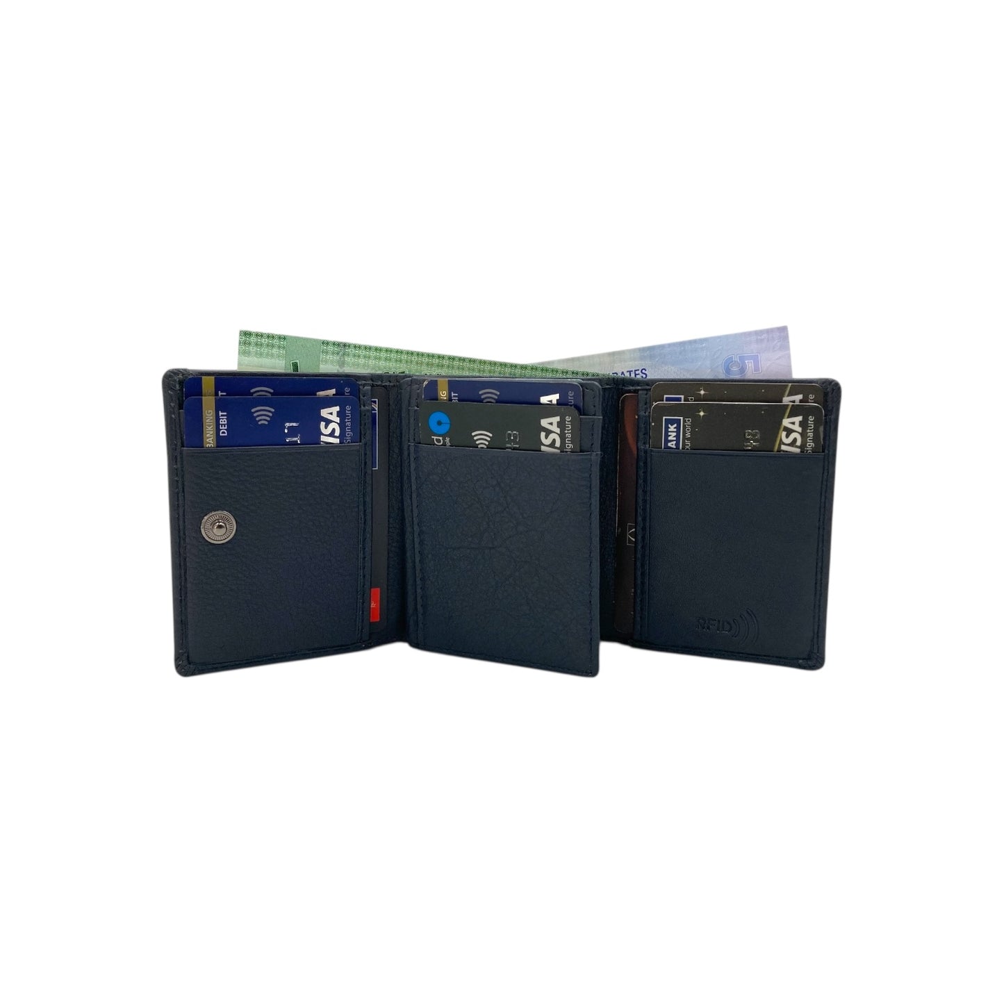 Trifold Wallet RFID Slim 10CC Double Stitch # 1539N