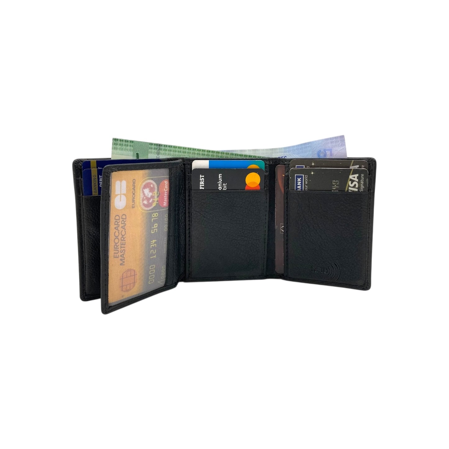 Trifold Wallet RFID Slim 10CC Double Stitch # 1539N [EL.LOOP]