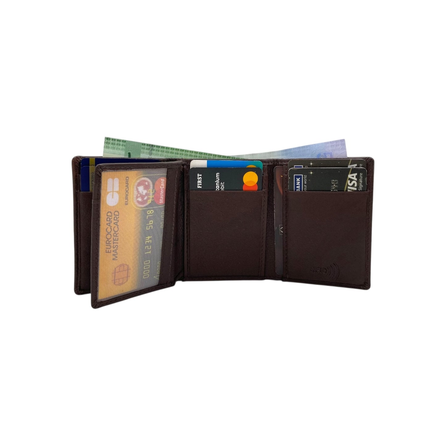 Trifold Wallet RFID Slim 10CC Double Stitch # 1539N [EL.LOOP]