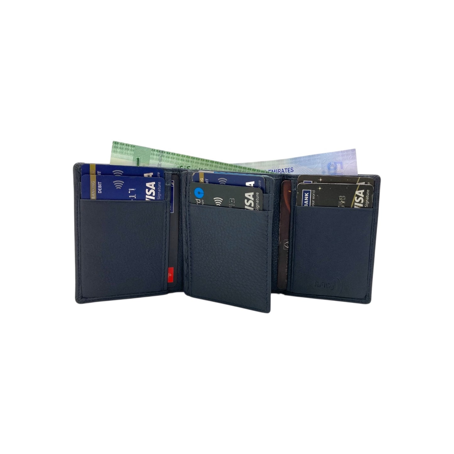 Trifold Wallet RFID Slim 10CC Double Stitch # 1539N [EL.LOOP]