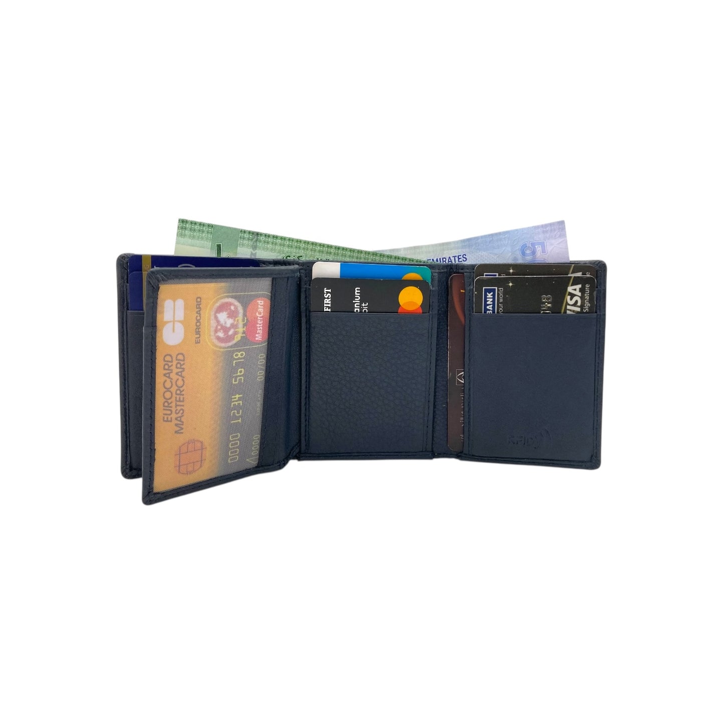 Trifold Wallet RFID Slim 10CC Double Stitch # 1539N [EL.LOOP]