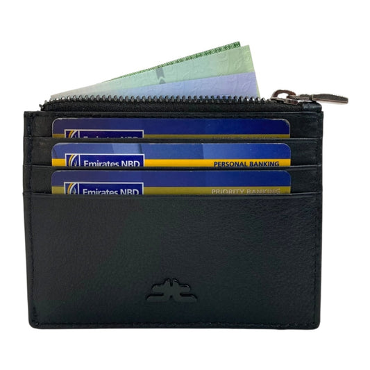 Slim Loop Lock Cards, Cash & Coins Holder Genuine Leather RFID # 4505