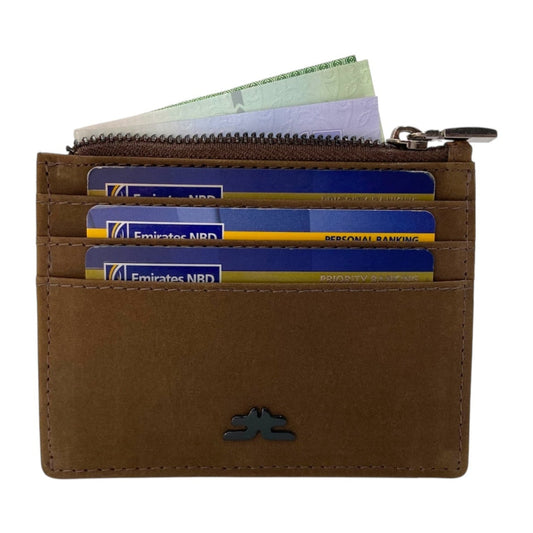 Slim Loop Lock Cards, Cash & Coins Holder Genuine Leather RFID # 4505