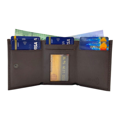 RFID Compact Trifold Cards & Cash Wallet #  1891 Button